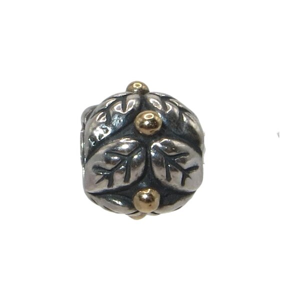 Pandora Christmas Holly 14k Gold & Sterling Silver .925 Charm 790499 - Picture 1 of 7